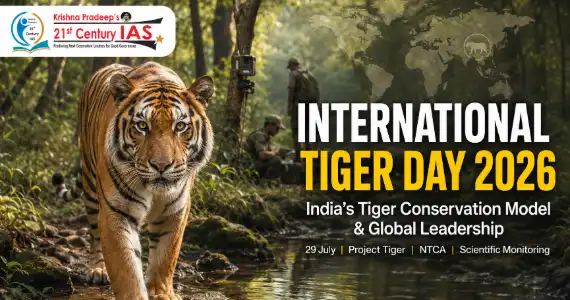 International Tiger Day 2026 infographic on India’s tiger conservation model