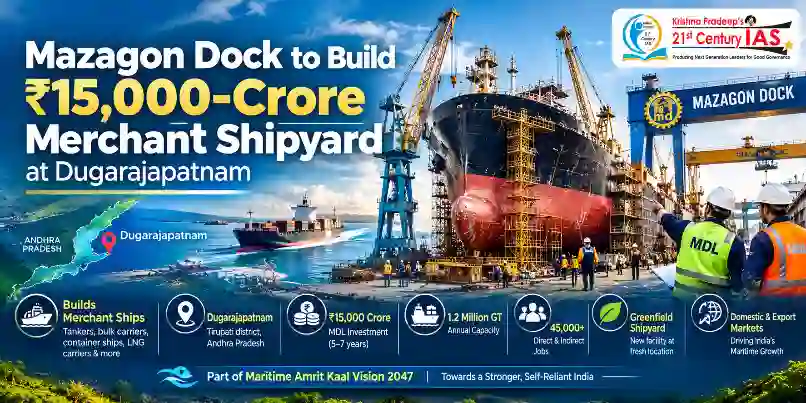 Dugarajapatnam Shipyard representing MDL merchant shipbuilding in Andhra Pradesh