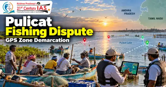 Pulicat Lake Fishing Dispute with fishermen, boats and proposed GPS-based boundary demarcation