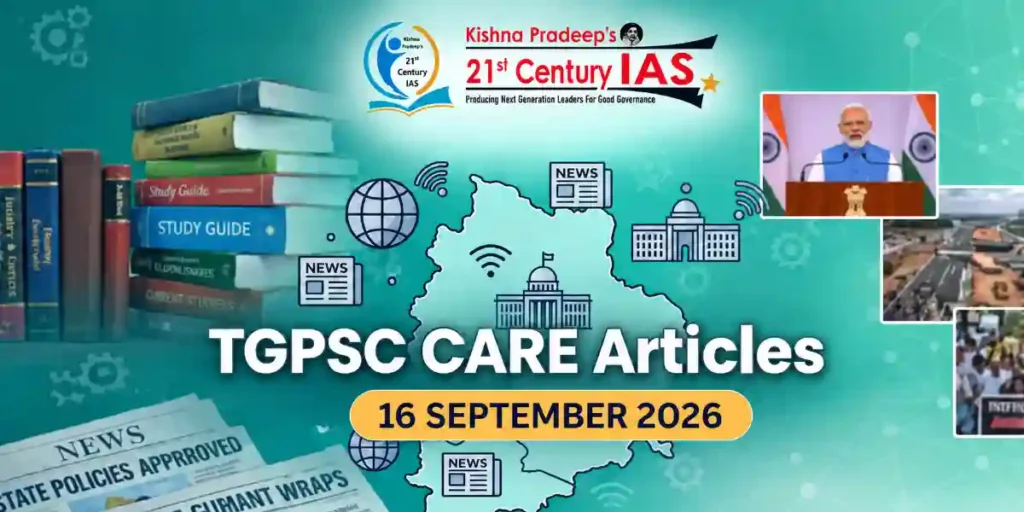TGPSC Current Affairs 16th September 2026 visual highlighting Musi River rejuvenation and national policy updates